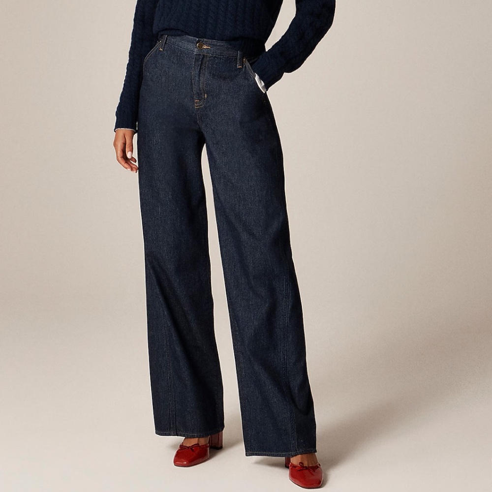NEW J. CREW Petite utility low-rise wide-leg jean in rinse wash Size‎ 26P